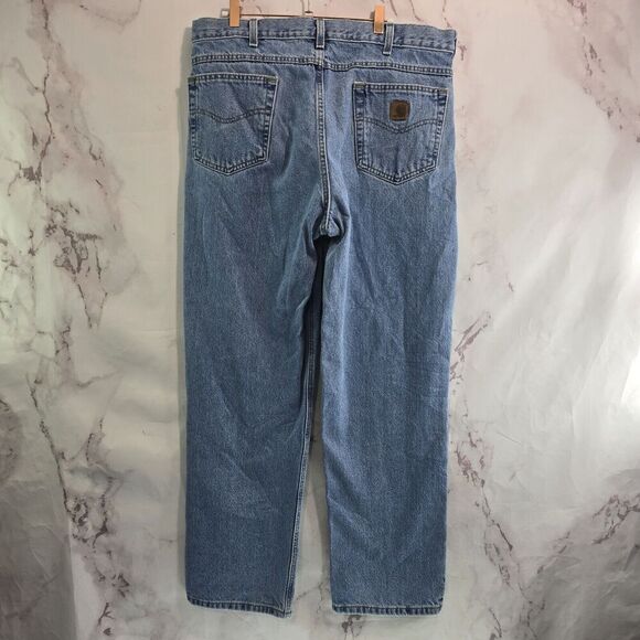 Carhartt Jeans Mens 38 X 32 Denim Relaxed Fit Light Wash Straight Leg - Picture 1 of 11